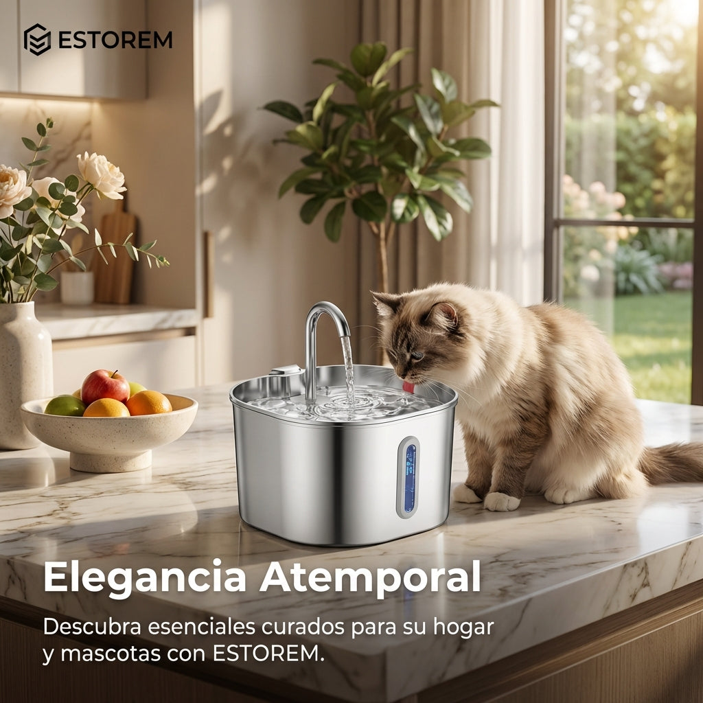 Fuente de Agua Automática de Acero Inoxidable 2.2L
