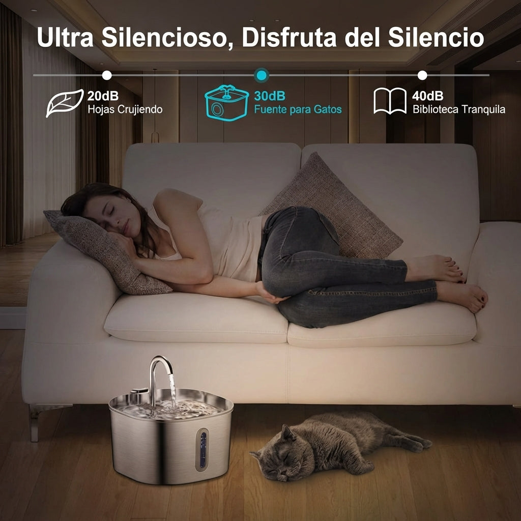 Fuente de Agua Automática de Acero Inoxidable 2.2L