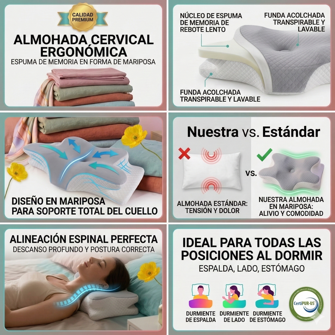 Almohada Cervical de Memory Foam
