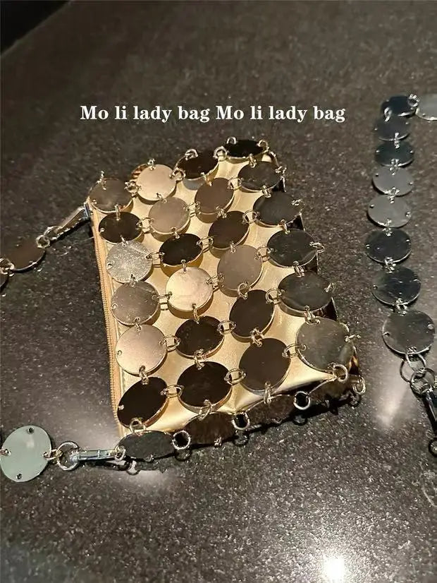 VELORIA – SHIMMERING SEQUIN METALLIC WOVEN BAG