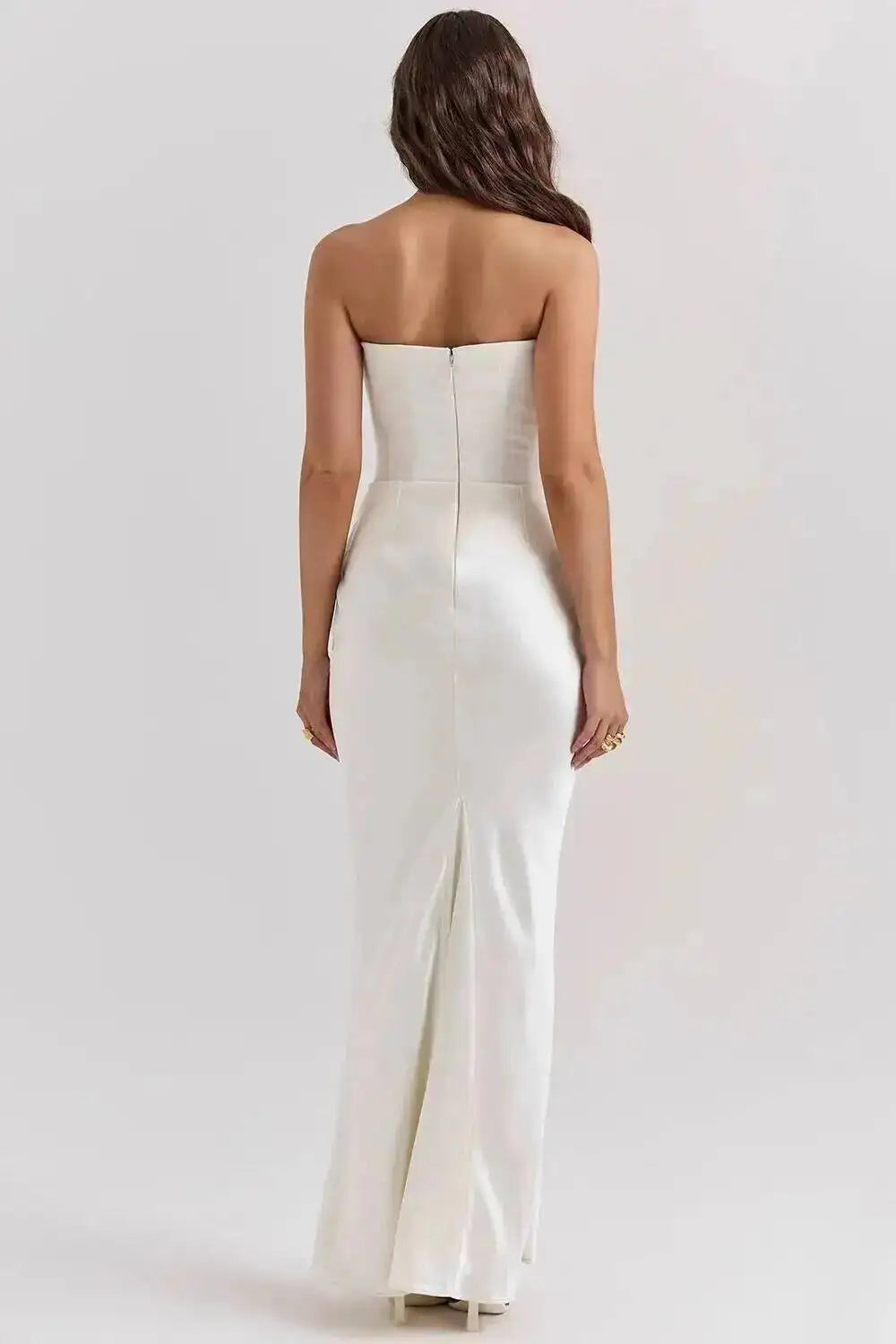 GIYORA – VESTIDO MAXI DE SATÉN SIN TIRANTES PARA CLUB Y NOCHE