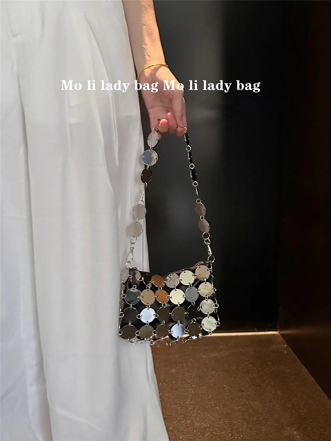 VELORIA – SHIMMERING SEQUIN METALLIC WOVEN BAG
