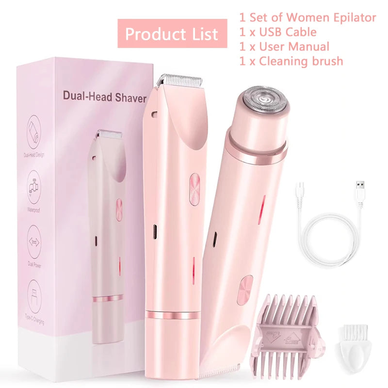 VELIANA – RASURADORA ELÉCTRICA PARA MUJER 2 EN 1 DE DOBLE CABEZAL